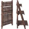 imageGiantex 3 Tier Folding Wooden Plant Stand Indoor Flower Pot Holder Display Rack Free Installation Corner Plants Storage Shelf Foldable Rustic Wood Ladder Shelf for Home Patio Balcony Garden