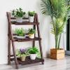 imageGiantex 3 Tier Folding Wooden Plant Stand Indoor Flower Pot Holder Display Rack Free Installation Corner Plants Storage Shelf Foldable Rustic Wood Ladder Shelf for Home Patio Balcony Garden