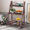imageGiantex 3 Tier Folding Wooden Plant Stand Indoor Flower Pot Holder Display Rack Free Installation Corner Plants Storage Shelf Foldable Rustic Wood Ladder Shelf for Home Patio Balcony Garden