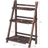 imageGiantex 3 Tier Folding Wooden Plant Stand Indoor Flower Pot Holder Display Rack Free Installation Corner Plants Storage Shelf Foldable Rustic Wood Ladder Shelf for Home Patio Balcony Garden