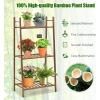 imageGiantex 3 Tier Ladder Shelf Bamboo Plant Stand Indoor Outdoor Multifunctional Bookcase Ladder Planter Storage Shelving Unit for Living Room Bathroom Patio Balcony Garden Office Brown