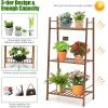 imageGiantex 3 Tier Ladder Shelf Bamboo Plant Stand Indoor Outdoor Multifunctional Bookcase Ladder Planter Storage Shelving Unit for Living Room Bathroom Patio Balcony Garden Office Brown