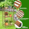 imageGiantex 3 Tier Ladder Shelf Bamboo Plant Stand Indoor Outdoor Multifunctional Bookcase Ladder Planter Storage Shelving Unit for Living Room Bathroom Patio Balcony Garden Office Brown
