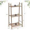 imageGiantex 3 Tier Ladder Shelf Bamboo Plant Stand Indoor Outdoor Multifunctional Bookcase Ladder Planter Storage Shelving Unit for Living Room Bathroom Patio Balcony Garden Office Brown
