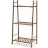 imageGiantex 3 Tier Ladder Shelf Bamboo Plant Stand Indoor Outdoor Multifunctional Bookcase Ladder Planter Storage Shelving Unit for Living Room Bathroom Patio Balcony Garden Office Brown