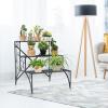 imageGiantex 3 Tier Metal Plant Stand Black Corner Plant Stand Indoor w Widened Grid Shelf ampamp NonSlip Foot Pads Display Rack Holder for Outdoor Porch Garden Patio Balcony