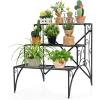 imageGiantex 3 Tier Metal Plant Stand Black Corner Plant Stand Indoor w Widened Grid Shelf ampamp NonSlip Foot Pads Display Rack Holder for Outdoor Porch Garden Patio Balcony