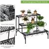 imageGiantex 3 Tiers Black Metal Plant Stand Metal Plant Shelf Stands w 69 Flower Potted Capacity Holders Multiple Flower Pot Display Rack for Plants Patio Garden Corner Indoor RectangularRectangular