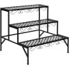 imageGiantex 3 Tiers Black Metal Plant Stand Metal Plant Shelf Stands w 69 Flower Potted Capacity Holders Multiple Flower Pot Display Rack for Plants Patio Garden Corner Indoor RectangularRectangular