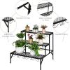 imageGiantex 3 Tiers Black Metal Plant Stand Metal Plant Shelf Stands w 69 Flower Potted Capacity Holders Multiple Flower Pot Display Rack for Plants Patio Garden Corner Indoor RectangularRectangular