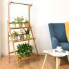 imageGiantex 3Tier Hanging Plant Stand Storage Shelf Folding Flower Pot Organizer Display Storage Rack Adjustable Hanger Rod Bamboo Planters Shelves Potted Holder for Patio Garden Balcony Bathroom