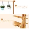 imageGiantex 3Tier Hanging Plant Stand Storage Shelf Folding Flower Pot Organizer Display Storage Rack Adjustable Hanger Rod Bamboo Planters Shelves Potted Holder for Patio Garden Balcony Bathroom