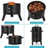 imageGiantex 3in1 Charcoal BBQ Smoker Outdoor Grill Cooker with Builtin Thermometer and 6 Hooks for Outdoor Backyard Cooking Grilling CampingBlack