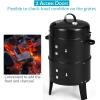 imageGiantex 3in1 Charcoal BBQ Smoker Outdoor Grill Cooker with Builtin Thermometer and 6 Hooks for Outdoor Backyard Cooking Grilling CampingBlack