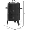 imageGiantex 3in1 Outdoor Smoker Grill Portable Charcoal BBQ Grill Builtin Thermometer and Air Vent 6 Hooks 2 Layers Vertical Steel Charcoal Smoker for Outdoor Cooking Camping