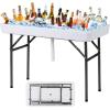 imageGiantex 4 FT Folding Ice Cooler Table for Parties with Drain No Assembly Ice Bin Table with Removable Matching Skit Portable Fill and Chill Table for Cooling Food Beverage Picnic BBQ TailgatingWhite