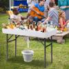 imageGiantex 4 FT Folding Ice Cooler Table for Parties with Drain No Assembly Ice Bin Table with Removable Matching Skit Portable Fill and Chill Table for Cooling Food Beverage Picnic BBQ TailgatingWhite