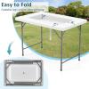 imageGiantex 4 FT Folding Ice Cooler Table for Parties with Drain No Assembly Ice Bin Table with Removable Matching Skit Portable Fill and Chill Table for Cooling Food Beverage Picnic BBQ TailgatingWhite