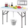 imageGiantex 4 FT Folding Ice Cooler Table for Parties with Drain No Assembly Ice Bin Table with Removable Matching Skit Portable Fill and Chill Table for Cooling Food Beverage Picnic BBQ TailgatingWhite