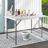 imageGiantex 4 FT Folding Ice Cooler Table for Parties with Drain No Assembly Ice Bin Table with Removable Matching Skit Portable Fill and Chill Table for Cooling Food Beverage Picnic BBQ TailgatingWhite