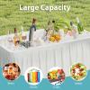 imageGiantex 4 FT Folding Ice Cooler Table for Parties with Drain No Assembly Ice Bin Table with Removable Matching Skit Portable Fill and Chill Table for Cooling Food Beverage Picnic BBQ TailgatingWhite