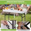 imageGiantex 4 FT Folding Ice Cooler Table for Parties with Drain No Assembly Ice Bin Table with Removable Matching Skit Portable Fill and Chill Table for Cooling Food Beverage Picnic BBQ TailgatingWhite