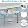 imageGiantex 4 FT Folding Ice Cooler Table for Parties with Drain No Assembly Ice Bin Table with Removable Matching Skit Portable Fill and Chill Table for Cooling Food Beverage Picnic BBQ TailgatingWhite
