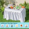 imageGiantex 4 FT Folding Ice Cooler Table for Parties with Drain No Assembly Ice Bin Table with Removable Matching Skit Portable Fill and Chill Table for Cooling Food Beverage Picnic BBQ TailgatingWhite