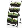 imageGiantex 41FT Vertical Raised Garden Bed 4Tier Elevated Planter Box w4 Containers ampamp Drainage Holes Indoor Outdoor Freestanding Planter for Vegetables Herbs Flowers HeavyDuty Metal Frame1