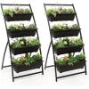 imageGiantex 41FT Vertical Raised Garden Bed 4Tier Elevated Planter Box w4 Containers ampamp Drainage Holes Indoor Outdoor Freestanding Planter for Vegetables Herbs Flowers HeavyDuty Metal Frame2
