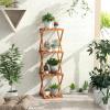 imageGiantex 4Tier Foldable Plant Stand Wooden Folding Display Rack with Sturdy Xshaped Structure Corner Plant Shelf for Yard Garden Patio Balcony Bedroom No Assembly Required