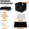imageGiantex 4in1 Outdoor Pizza Oven Wood Fired 2Layer Pizza Maker Grill with Stone Peel Waterproof Cover Cooking Grids Detachable Grill Oven ampamp Fire Pit for Outside Backyard BBQ
