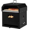 imageGiantex 4in1 Outdoor Pizza Oven Wood Fired 2Layer Pizza Maker Grill with Stone Peel Waterproof Cover Cooking Grids Detachable Grill Oven ampamp Fire Pit for Outside Backyard BBQ