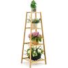 imageGiantex 4tier Bamboo Plant Stand 39 Ladder Shelf Corner Storage Shelving Flower Pot Rack Display Shelf Indoor Outdoor Flower Holder Planter for Living Room Patio Balcony NaturalNatural
