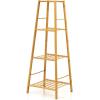 imageGiantex 4tier Bamboo Plant Stand 39 Ladder Shelf Corner Storage Shelving Flower Pot Rack Display Shelf Indoor Outdoor Flower Holder Planter for Living Room Patio Balcony NaturalNatural