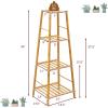 imageGiantex 4tier Bamboo Plant Stand 39 Ladder Shelf Corner Storage Shelving Flower Pot Rack Display Shelf Indoor Outdoor Flower Holder Planter for Living Room Patio Balcony NaturalNatural