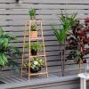 imageGiantex 4tier Bamboo Plant Stand 39 Ladder Shelf Corner Storage Shelving Flower Pot Rack Display Shelf Indoor Outdoor Flower Holder Planter for Living Room Patio Balcony NaturalNatural
