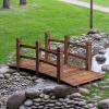 imageGiantex 5 FT Wooden Garden Bridge Classic Wood Arc Footbridge with Railings 400 lbs Capacity Decorative Pond Bridge for Outdoor Garden Yard Backyard Creek Farm NaturalBrown