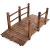 imageGiantex 5 FT Wooden Garden Bridge Classic Wood Arc Footbridge with Railings 400 lbs Capacity Decorative Pond Bridge for Outdoor Garden Yard Backyard Creek Farm NaturalBrown