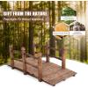 imageGiantex 5 FT Wooden Garden Bridge Classic Wood Arc Footbridge with Railings 400 lbs Capacity Decorative Pond Bridge for Outdoor Garden Yard Backyard Creek Farm NaturalBrown