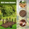 imageGiantex 5 FT Wooden Garden Bridge Classic Wood Arc Footbridge with Railings 400 lbs Capacity Decorative Pond Bridge for Outdoor Garden Yard Backyard Creek Farm NaturalBrown