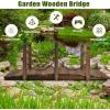 imageGiantex 5 FT Wooden Garden Bridge Classic Wood Arc Footbridge with Railings 400 lbs Capacity Decorative Pond Bridge for Outdoor Garden Yard Backyard Creek Farm NaturalBrown