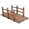 imageGiantex 5 FT Wooden Garden Bridge Classic Wood Arc Footbridge with Railings 400 lbs Capacity Decorative Pond Bridge for Outdoor Garden Yard Backyard Creek Farm NaturalBrown