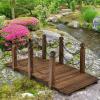 imageGiantex 5 FT Wooden Garden Bridge Classic Wood Arc Footbridge with Railings 400 lbs Capacity Decorative Pond Bridge for Outdoor Garden Yard Backyard Creek Farm NaturalBrown