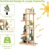 imageGiantex 5 Tier 6 Potted Plant Stand Bamboo Plant Shelf for Multiple Flower Pots Holder Indoor Outdoor Plant Display Rack Organizer Shelving Unit for Corner Patio Garden Balcony 5Tier