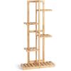 imageGiantex 5 Tier 6 Potted Plant Stand Bamboo Plant Shelf for Multiple Flower Pots Holder Indoor Outdoor Plant Display Rack Organizer Shelving Unit for Corner Patio Garden Balcony 5Tier