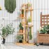 imageGiantex 5 Tier 6 Potted Plant Stand Bamboo Plant Shelf for Multiple Flower Pots Holder Indoor Outdoor Plant Display Rack Organizer Shelving Unit for Corner Patio Garden Balcony 5Tier