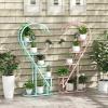 imageGiantex 5 Tier Metal Plant Stand Indoor Creative Heartshaped Ladder Plant Shelf with Hanging Hook for Multiple Plants Tiered Flower Display Shelf Tall Plant Stand for Valentines Day Home HolidayPink  Blue
