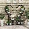 imageGiantex 5 Tier Metal Plant Stand Indoor Creative Heartshaped Ladder Plant Shelf with Hanging Hook for Multiple Plants Tiered Flower Display Shelf Tall Plant Stand for Valentines Day Home HolidayBlack