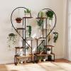 imageGiantex 6 Tier Tall Plant Stand Indoor Metal Heart Shaped Plant Shelf for Plants Multiple with 6 Hanging Hooks ampamp 12 Boards Heavyduty Metal Frame Large Ladder Display Rack for Living Room Balcony Patio Art Studio 2 Pack